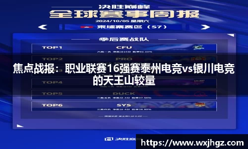 焦点战报：职业联赛16强赛泰州电竞vs银川电竞的天王山较量